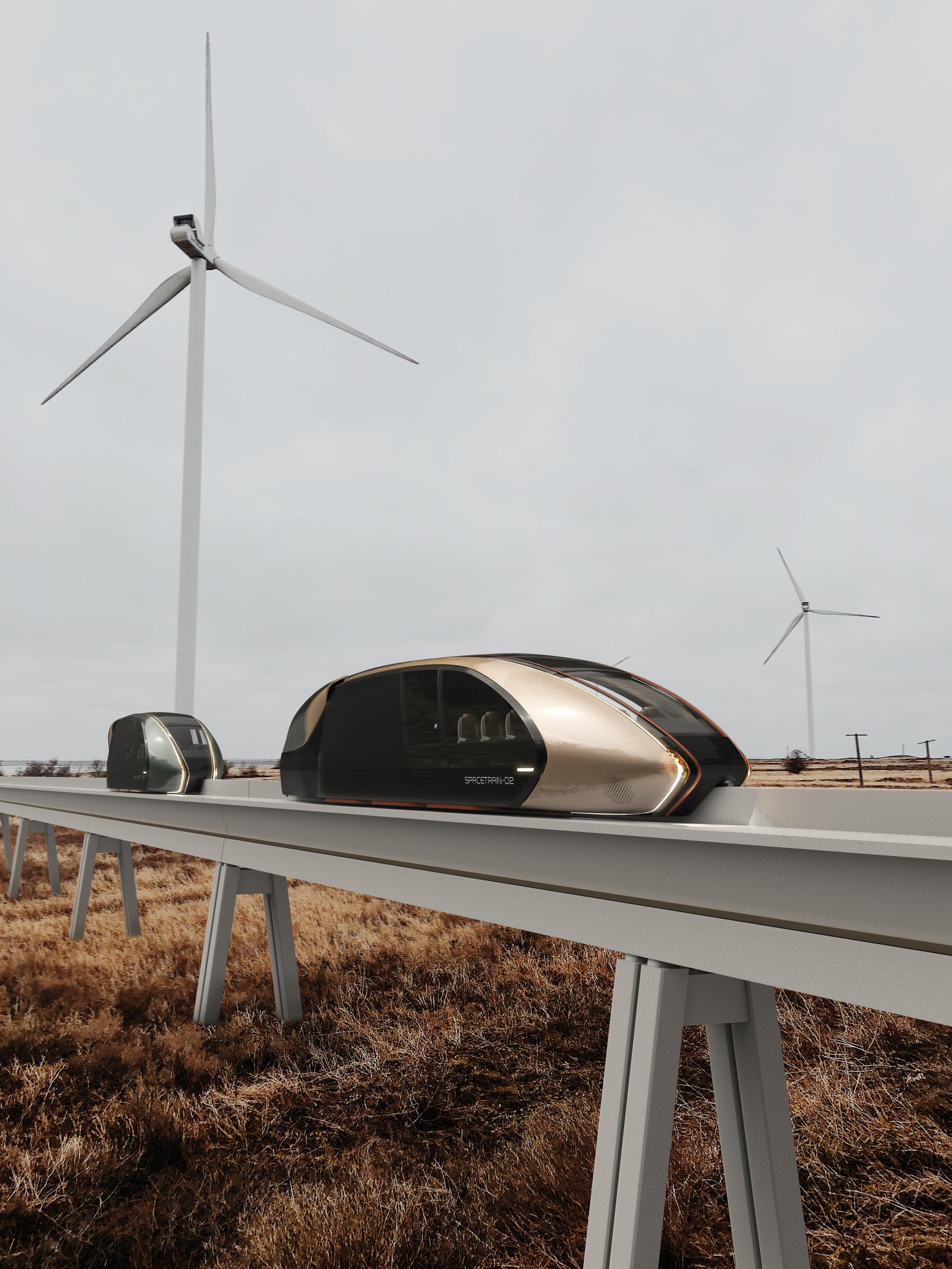 Shuttles under the wind turbines