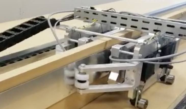 Linear motor test bench in the laboratory