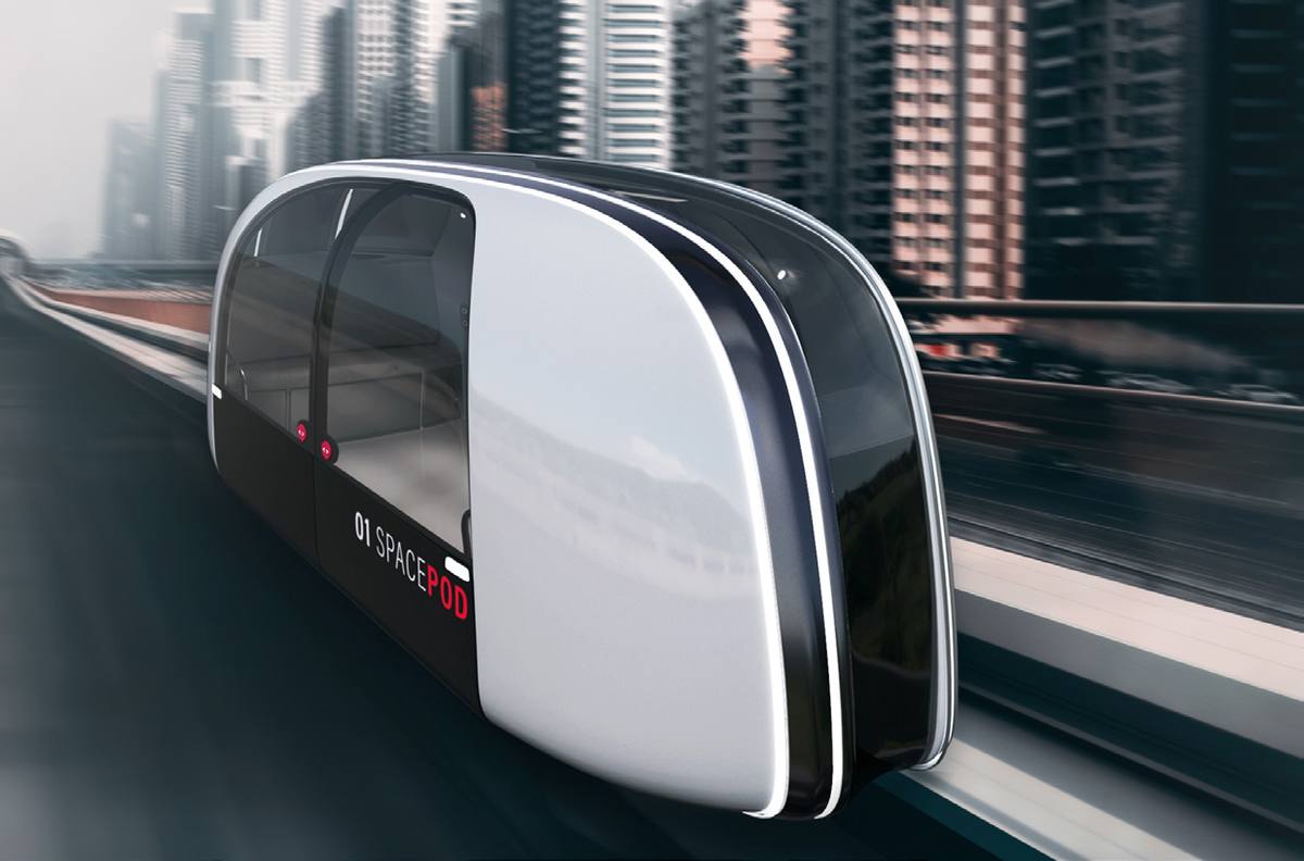 Aeropod autonomous shuttle on a ground monorail