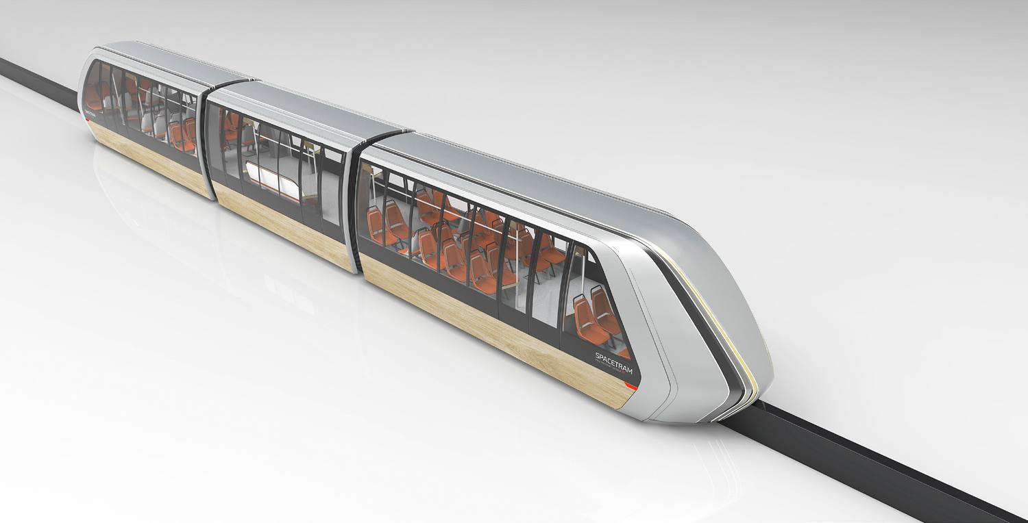 Aerotram, a three-section tram shuttle