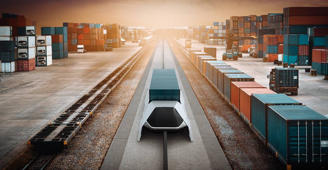 Aerodock shuttle in a container yard